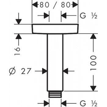 Brat de dus, Hansgrohe, 100cm, montaj pe tavan, crom, 27467000 - 2