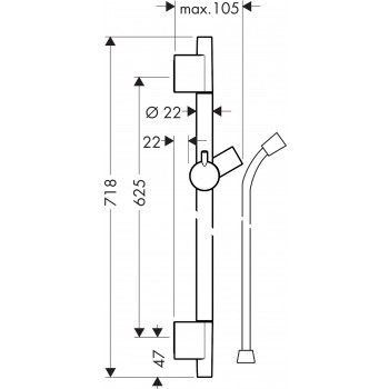 Bara de dus, Hansgrohe Unica S Puro, 65cm, cu furtun dus Isiflex 160cm, bronz periat, 28632140 - 2