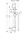 Bara de dus, Hansgrohe Unica S Puro, 65cm, cu furtun dus Isiflex 160cm, bronz periat, 28632140 - 2