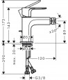 Baterie bideu, Hansgrohe Rebris S, cu ventil pop-up, crom, 72212000 - 2