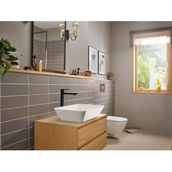 Baterie lavoar cu ventil pop-up, Hansgrohe Rebris E, montaj pe blat, CoolStart, negru mat, 72581670 - 3