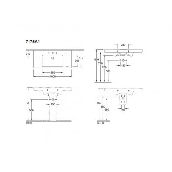 Set mobilier 95.4cm Villeroy&Boch Collaro Nordic Oak, cu lavoar Subway 2.0, C011L0VJ+7175A101 - 4