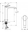 Baterie lavoar fara ventil, Hansgrohe Vivenis 250, montaj pe blat, negru mat, 75042670 - 2
