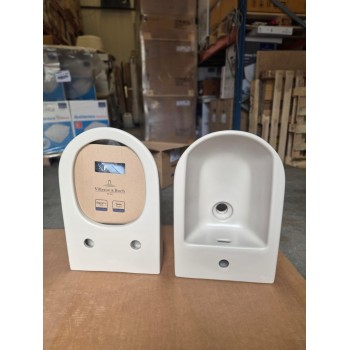 Pachet vas WC rimless suspendat + bideu suspendat, Villeroy&Boch Antao, TwistFlush, cu capac WC inchidere lenta, Almond - 2