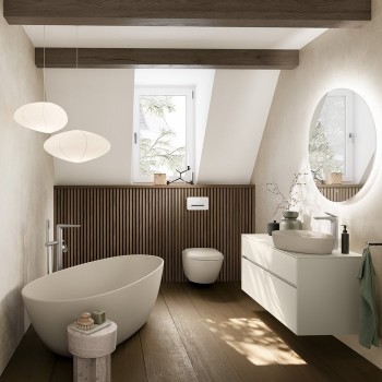 Pachet vas WC rimless suspendat + bideu suspendat, Villeroy&Boch Antao, TwistFlush, cu capac WC inchidere lenta, Almond - 12