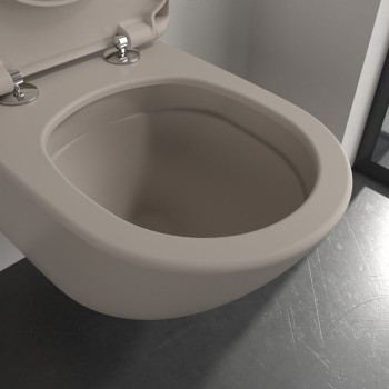 Pachet vas WC rimless suspendat + bideu suspendat, Villeroy&Boch Antao, TwistFlush, cu capac WC inchidere lenta, Almond - 10