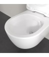 Set vas WC rimless suspendat, Villeroy&Boch Skyla, TwistFlush, capac inchidere lenta, 37x56cm, Stone White CeramicPlus, 5656CLRW