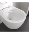 Set vas WC rimless suspendat, Villeroy&Boch Skyla, TwistFlush, capac inchidere lenta, 37x56cm, Stone White CeramicPlus, 5656CLRW