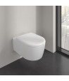 Set vas WC rimless suspendat, Villeroy&Boch Skyla, TwistFlush, capac inchidere lenta, 37x56cm, Stone White CeramicPlus, 5656CLRW