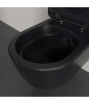 Set vas WC rimless suspendat, Villeroy&Boch Skyla, TwistFlush, capac inchidere lenta, 37x56cm, Pure Black CeramicPlus, 5656CLR7 