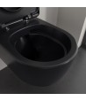Set vas WC rimless suspendat, Villeroy&Boch Skyla, TwistFlush, capac inchidere lenta, 37x56cm, Pure Black CeramicPlus, 5656CLR7 