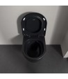 Set vas WC rimless suspendat, Villeroy&Boch Skyla, TwistFlush, capac inchidere lenta, 37x56cm, Pure Black CeramicPlus, 5656CLR7 