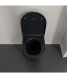 Set vas WC rimless suspendat, Villeroy&Boch Skyla, TwistFlush, capac inchidere lenta, 37x56cm, Pure Black CeramicPlus, 5656CLR7 