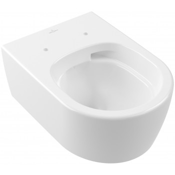 Set vas WC rimless suspendat, Villeroy&Boch Skyla, TwistFlush, capac inchidere lenta, 37x53cm, Stone White CeramicPlus, 5656CLRW