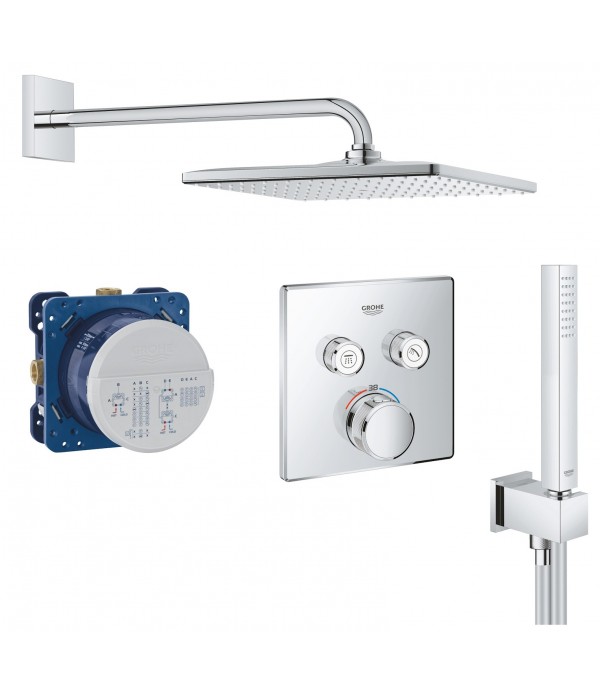 Sistem de dus incastrat, Grohe Grohtherm SmartControl cu palarie Rainshower Mono, crom - 1