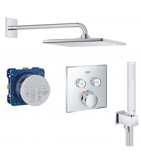 Sistem de dus incastrat, Grohe Grohtherm SmartControl cu palarie Rainshower Mono, crom - 1