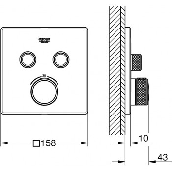 Baterie dus incastrata cu termostat, Grohe Grohtherm SmartControl, pentru 2 consumatori, crom, 29124000 - 2