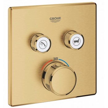 Baterie dus incastrata cu termostat, Grohe Grohtherm SmartControl, pentru 2 consumatori, auriu periat, 29124GN0 - 1