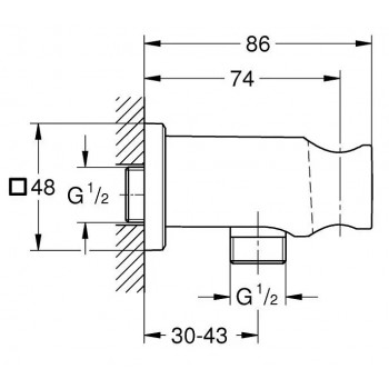 Conector dus cu agatatoare, Grohe Rainshower, auriu periat, 26659GN0 - 2