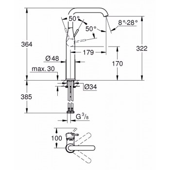 Baterie bucatarie cu pipa rotativa inalta, Grohe Essence XL, auriu, 24170GN1 - 2