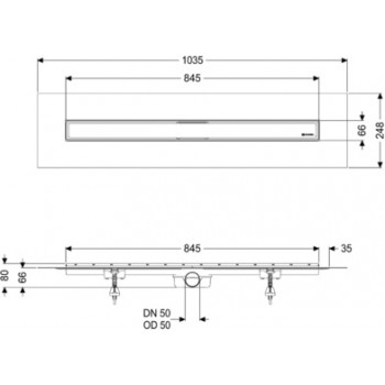 Set rigola de dus cu capac inox, Kessel Linearis Compact, 85cm, Multistop, faiantabil, 45600.64FM - 2