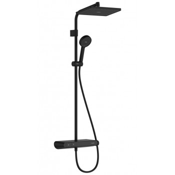 Coloana de dus, Hansgrohe Activera Q, cu 2 tipuri de jet, baterie cu termostat, negru mat, 28649670 - 1