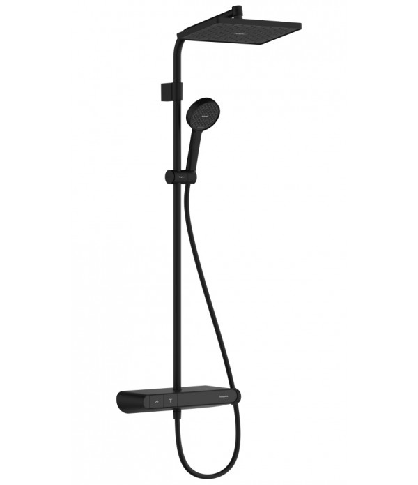 Coloana de dus, Hansgrohe Activera Q, cu 2 tipuri de jet, baterie cu termostat, negru mat, 28649670 - 1