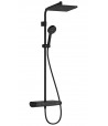 Coloana de dus, Hansgrohe Activera Q, cu 2 tipuri de jet, baterie cu termostat, negru mat, 28649670 - 1