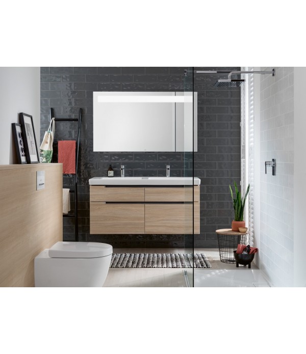 Double vanity washbasin Rectangle Subway 2.0, 7175D0, 1300 x 470 mm