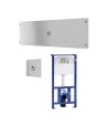 Cadru pentru vas WC cu rezervor cu actionare din otel inox cu buton piezo și buton adițional pentru persoane cu dizabilități,( c