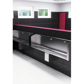 Pisoar tip jgheab din oțel inox de perete, cu robinet de spălare cu senzor termic, 1800 mm, 6 V