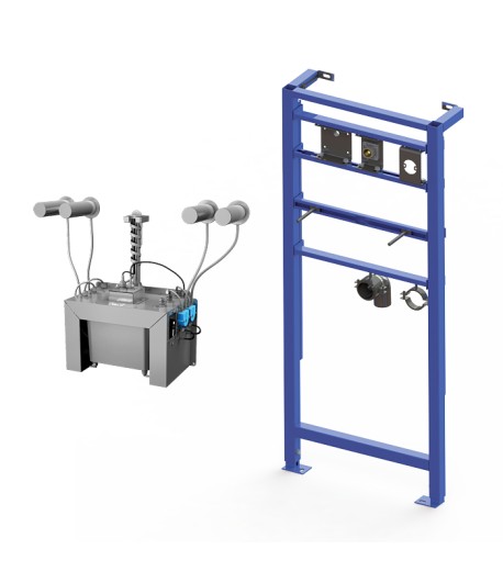 Set de 4 dozatoare de săpun lichid din oțel inox cu senzor, rezervor central volum 6 l, cadru SLR 24 inclus, 230 V AC