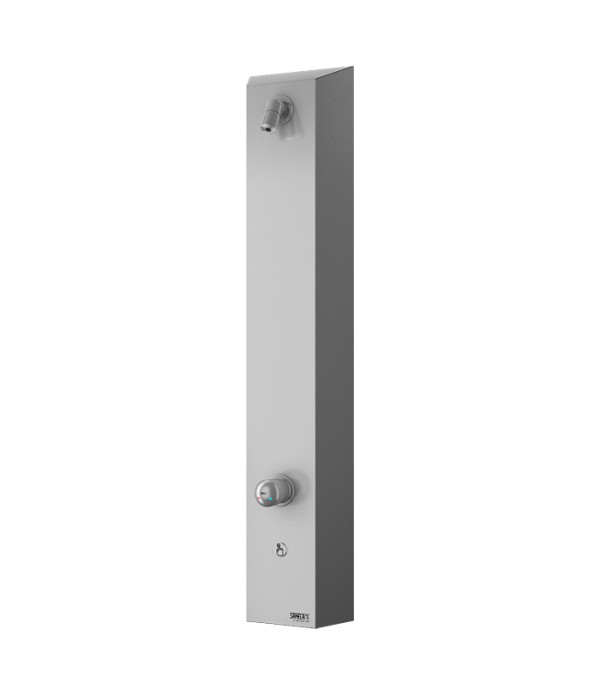 Stainless steel wall mounted shower panel with piezo button - for cold and hot water, water temperature regulation by shower mix